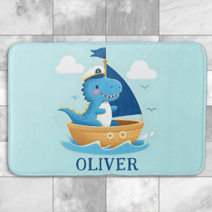 Lieve Blauwe Dino Bootkapitein  Badmat