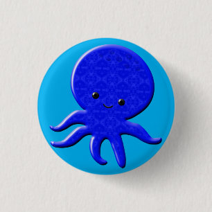 Lieve Blauwe Octopus Ronde Button 3,2 Cm