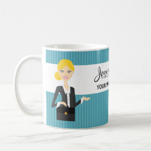 Lieve Blonde Zakenvrouw Illustratie Koffiemok