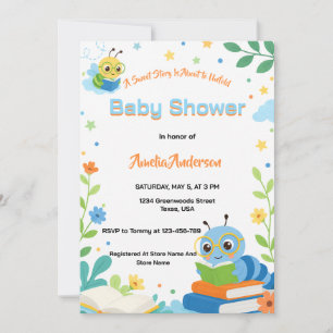 Lieve Boekenwurm Schattige Rups Baby Shower Kaart