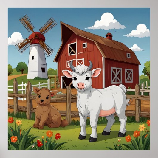 lieve BOERDERIJDIEREN Poster (Voorkant)