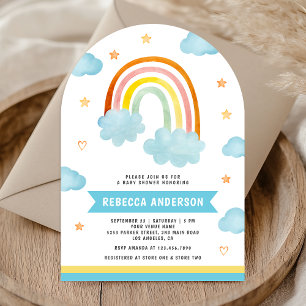 Lieve Boho Kleurrijke Regenboog Wolken Baby Borrel Kaart