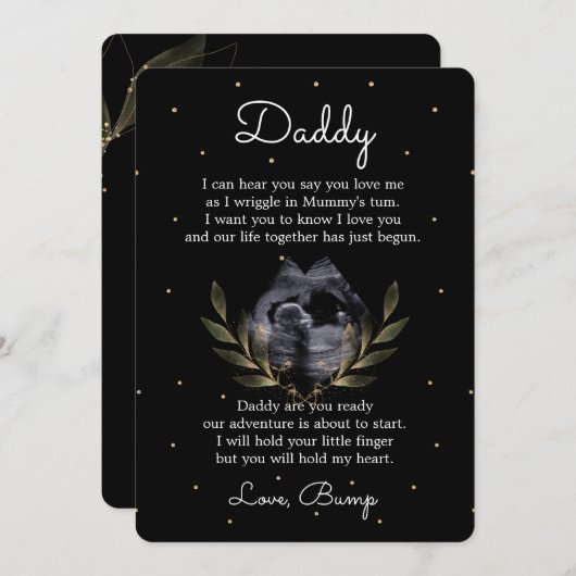 Lieve boodschap van Bump naar toekomstige papa Feestdagenkaart (Voorkant / Achterkant)
