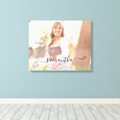 Lieve Boog Handtekening Naam Foto Canvas Afdruk (Insitu (Houten vloer))