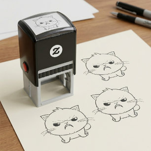 Lieve boze sissende kat lijntekening illustratie zelfinktende stempel