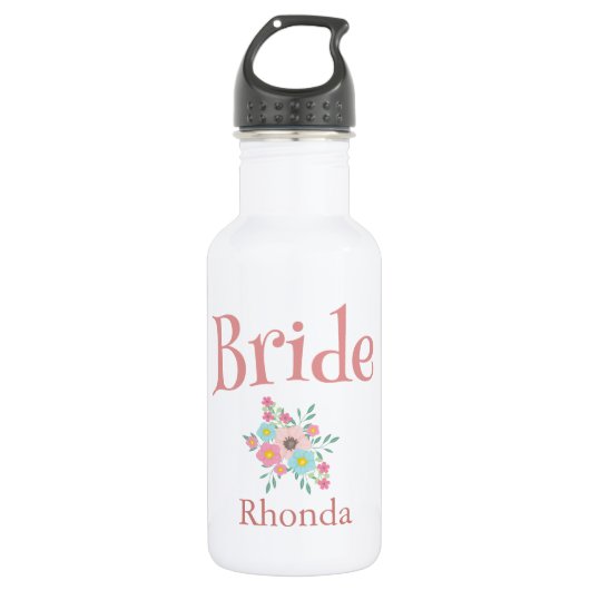 Lieve Bride met bouquet Waterfles (Voorkant)
