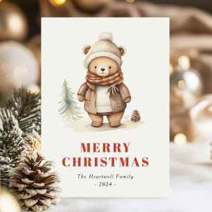 Lieve Bruine Beer Vrolijk Kerstfeest Vakantie Ansi Feestdagenkaart