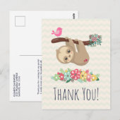 Lieve bruine luiaard die ondersteboven hangt, dank briefkaart (Voorkant / Achterkant)