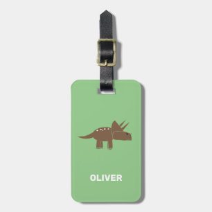 Lieve bruine triceratops dinosaurus voor kinderen bagagelabel