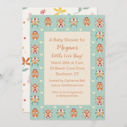 Lieve Bug Baby Shower Uitnodiging (Voorkant / Achterkant)