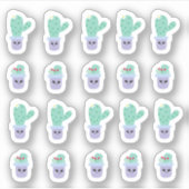 Lieve Cactuspotten Cartoon Grappig Sticker (Voorkant)