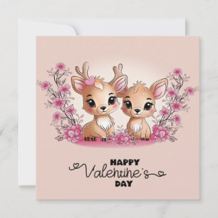 Lieve Cartoon Bambi Liefhebbers Hartjes Valentijns Feestdagenkaart