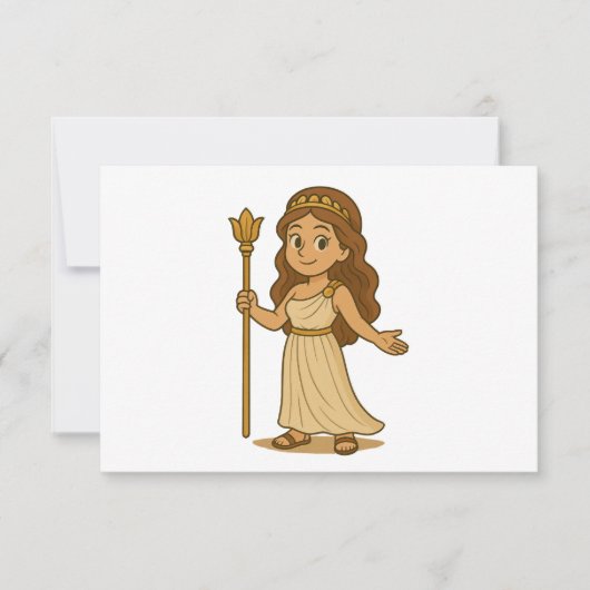 Lieve Cartoon Hera – Griekse Godin van de Olympus Bedankkaart (Voorkant)