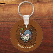 Lieve Cartoon Mol Romanschrijver Schrijft Boek In  Sleutelhanger (Voorkant)