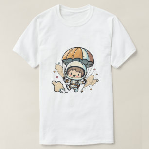 Lieve Cartoon Ruimtevaarder met Valparachute Grafi T-shirt