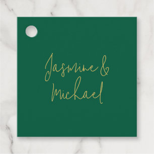 Lieve Chic Calligrafie Koppel Namen Groen & Goud Bedankjes Labels