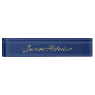 Lieve Chique Calligrafie Naam Blauw & Goud Naambordje