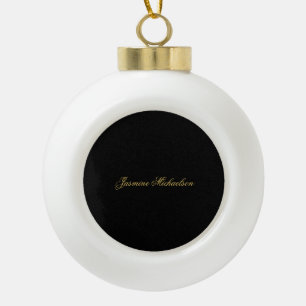 Lieve Chique Calligrafie Naam Zwart & Goud Keramische Bal Ornament