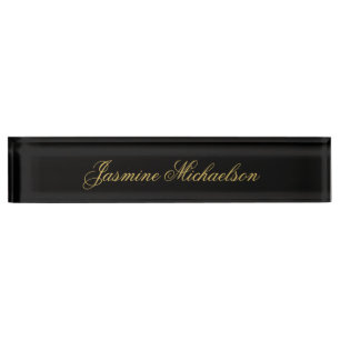Lieve Chique Calligrafie Naam Zwart & Goud Naambordje