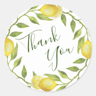 Lieve citroenen & groen Waterverf bruiloft Ronde Sticker