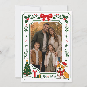 Lieve Corgi Kerst Familie Foto Frame Kaart