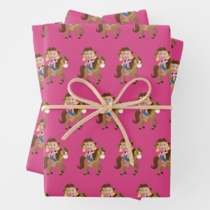 Lieve Cowgirl Kids Verjaardag Aangepaste Meisjes F Inpakpapier Vel