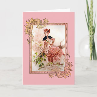 Lieve dame in roze dress kaart
