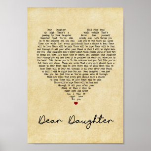 Lieve Daughter Heart Song Lyric Print