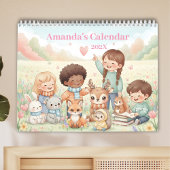 Lieve Dieren in Pasteltinten Persoonlijke Kinderen Kalender