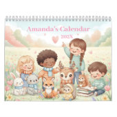 Lieve Dieren in Pasteltinten Persoonlijke Kinderen Kalender (Hoes)