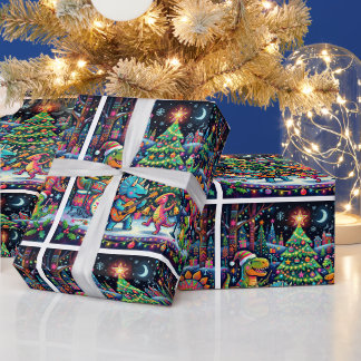 Lieve Dino Band Kerstfeest Cadeaupapier