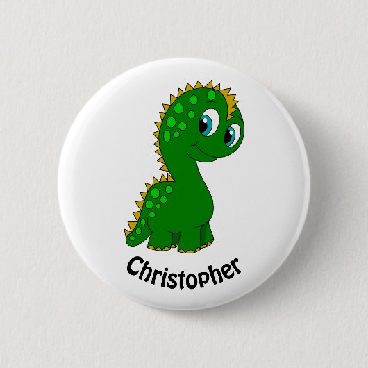 Lieve dinosaurus gepersonaliseerd ronde button 5,7 cm (Voorkant)