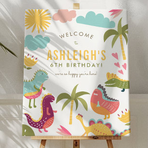 Lieve dinosaurus neutrale verjaardagsfeest welkoms poster