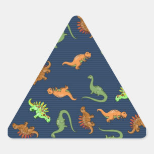 Lieve Dinosaurussen Patroon Driehoek Sticker