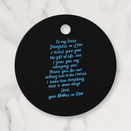 Lieve dochter van mijn beste dochter in de wet bedankjes labels (Voorkant)