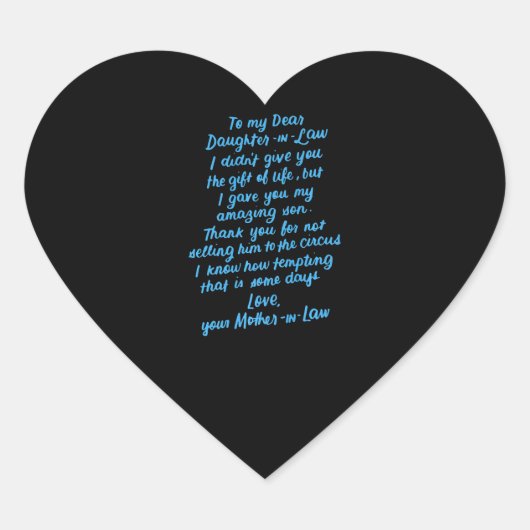 Lieve dochter van mijn beste dochter in de wet hart sticker (Voorkant)