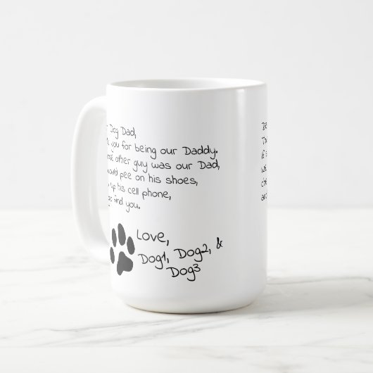 Lieve Dog Dad Ma Multiple Pet Names Coffee Mok (Voorkant links)