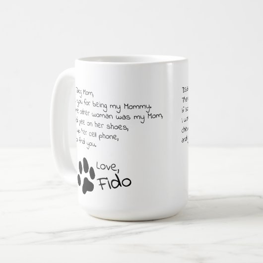 Lieve Dog Mam Pap  Pet Name Coffee Mok (Voorkant links)