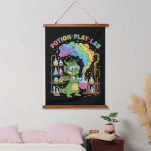 Lieve Drakenwetenschapper Magisch Toverdrank Spe Hangend Wandkleed