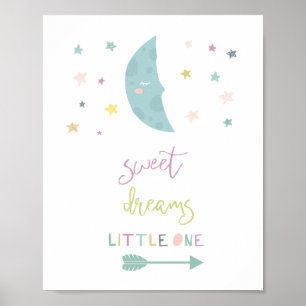 lieve dromen kleine maan begint kinderkamer decor poster