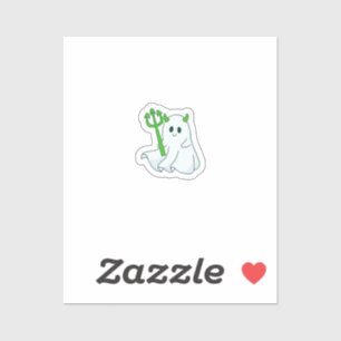Lieve Duivel Geest met Groene Drietand Sticker