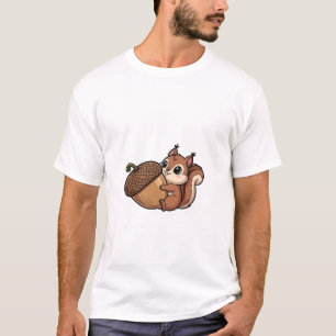 Lieve eekhoorn die een enorme eikel omhelst t-shirt
