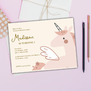 Lieve Eenhoorn Regenboog Verjaardagsfeest Uitnodig Briefkaart
