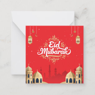 Lieve Eid Mubarak Groet Rood Notitiekaartje