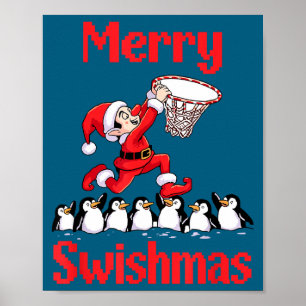 Lieve Elf Kerstman Basketbal Pinguïns Trouw Ontwer Poster