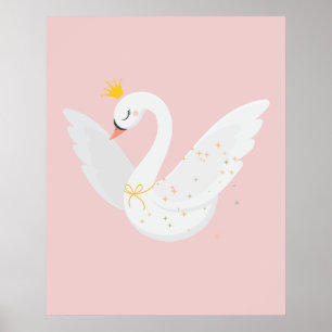 Lieve en elegante vliegende zwaan poster