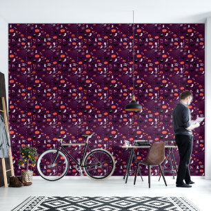 Lieve en enge Halloween-kunst Behang