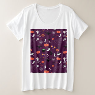 Lieve en enge Halloween-kunst Grote Maat T-shirt