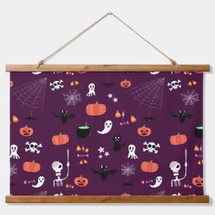 Lieve en enge Halloween-kunst Hangend Wandkleed