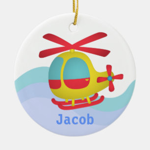 Lieve en Kleurrijke Helikopter voor Kinderen Keramisch Ornament